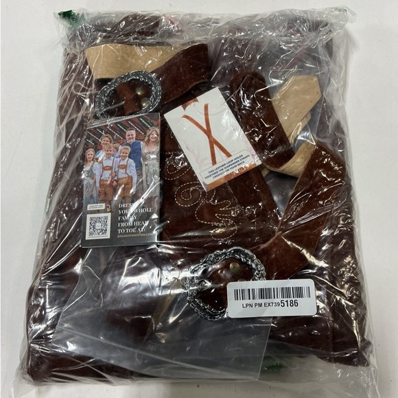 Authentic German Lederhosen Genuine Leather Short Dark Brown Men’s Size 32 New - Picture 8 of 9